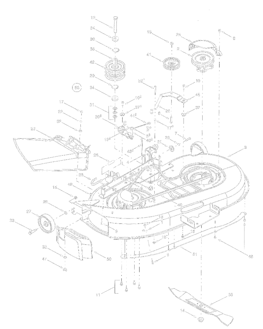 Deck Assembly G Diagram and Parts List for 13BK608G062 2001 Yard Machines Lawn Tractor